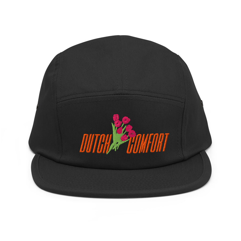 Dutch Comfort five panel cap by Robin Gnarly — black, front