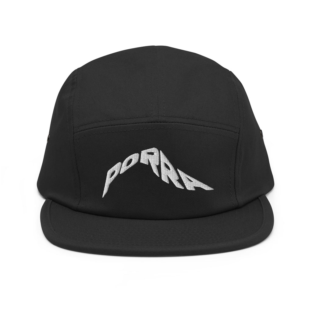 Porra Papi five panel cap by Robin Gnarly — black, front