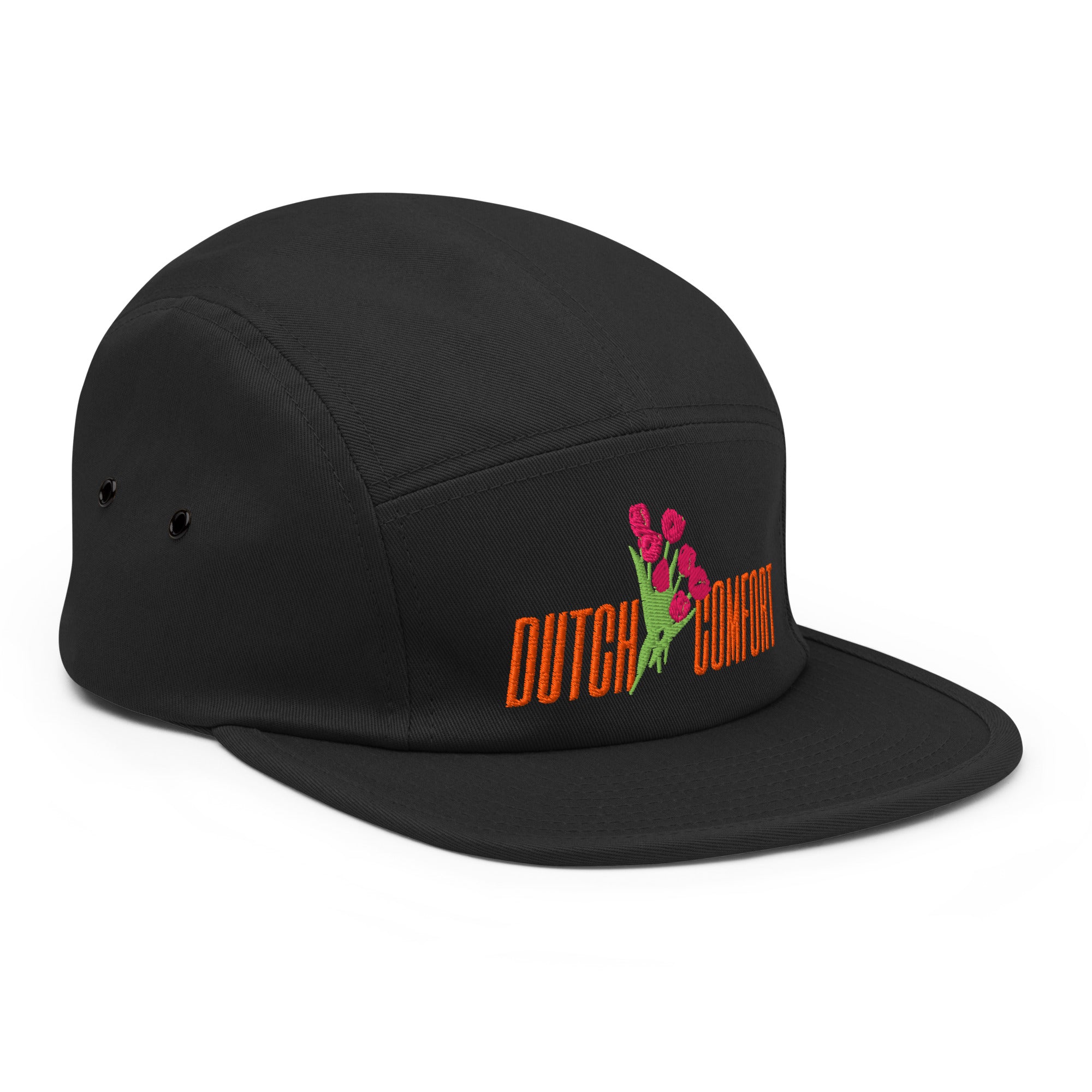 Dutch Comfort five panel cap by Robin Gnarly — black, right side