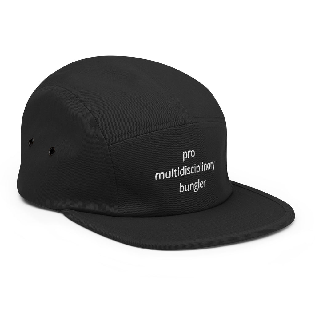 Pro Multidisciplinary Bungler five panel cap by Robin Gnarly — black, side