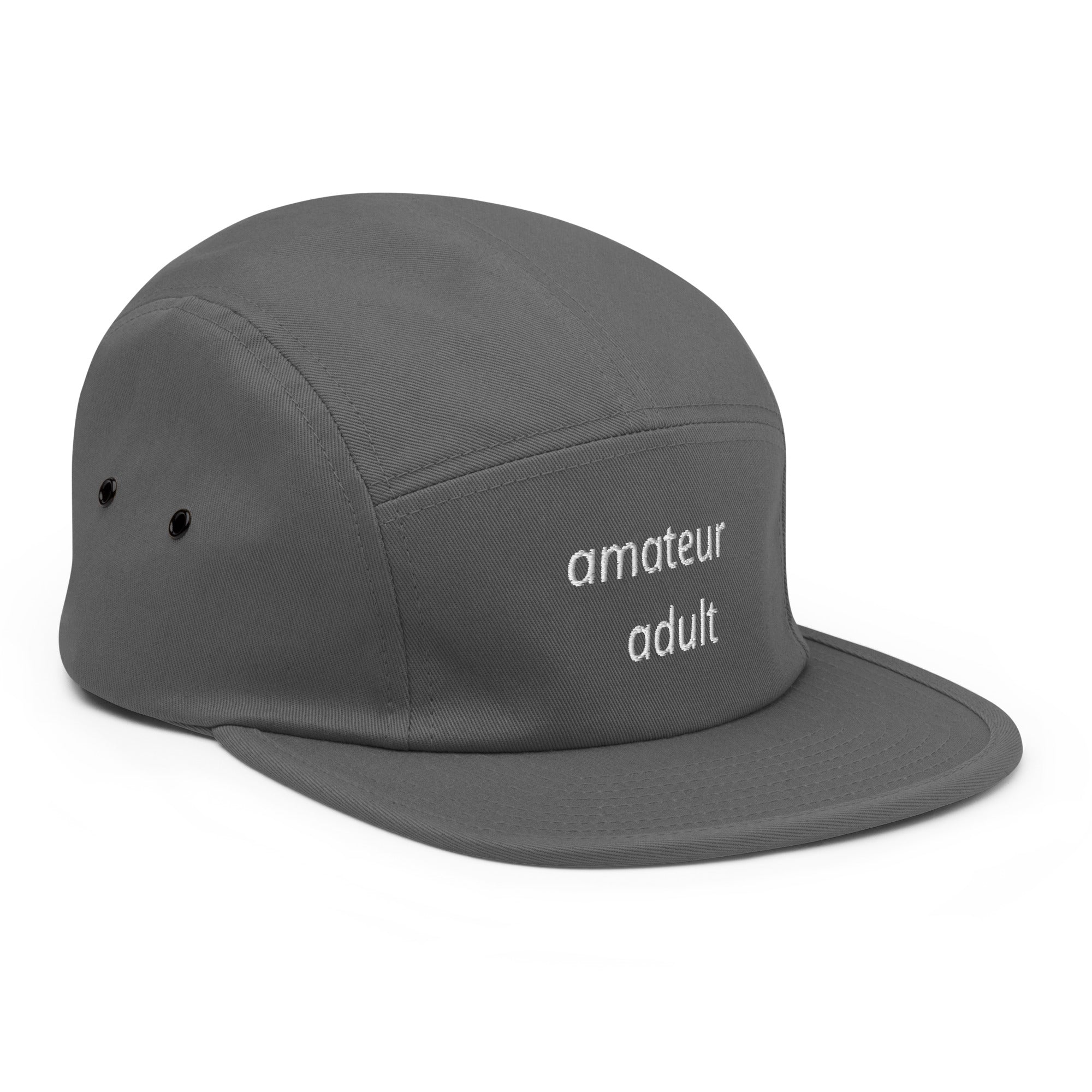 Amateur Adult five panel cap by Robin Gnarly — grey, side