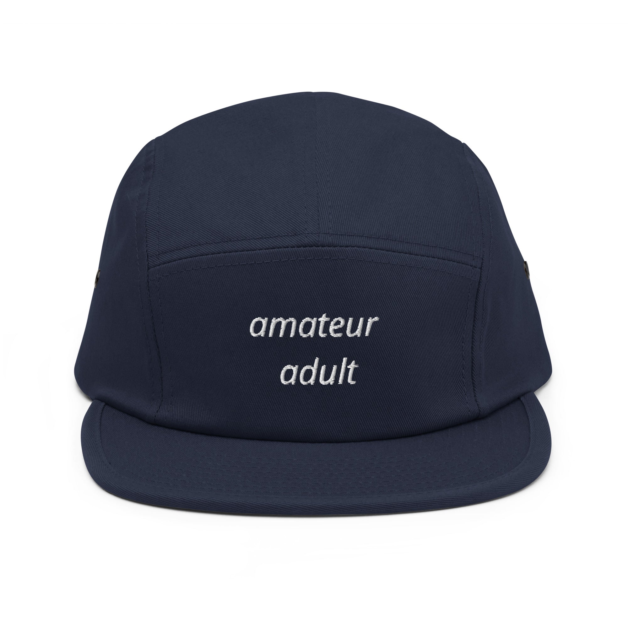 Amateur Adult five panel cap by Robin Gnarly — navy, front