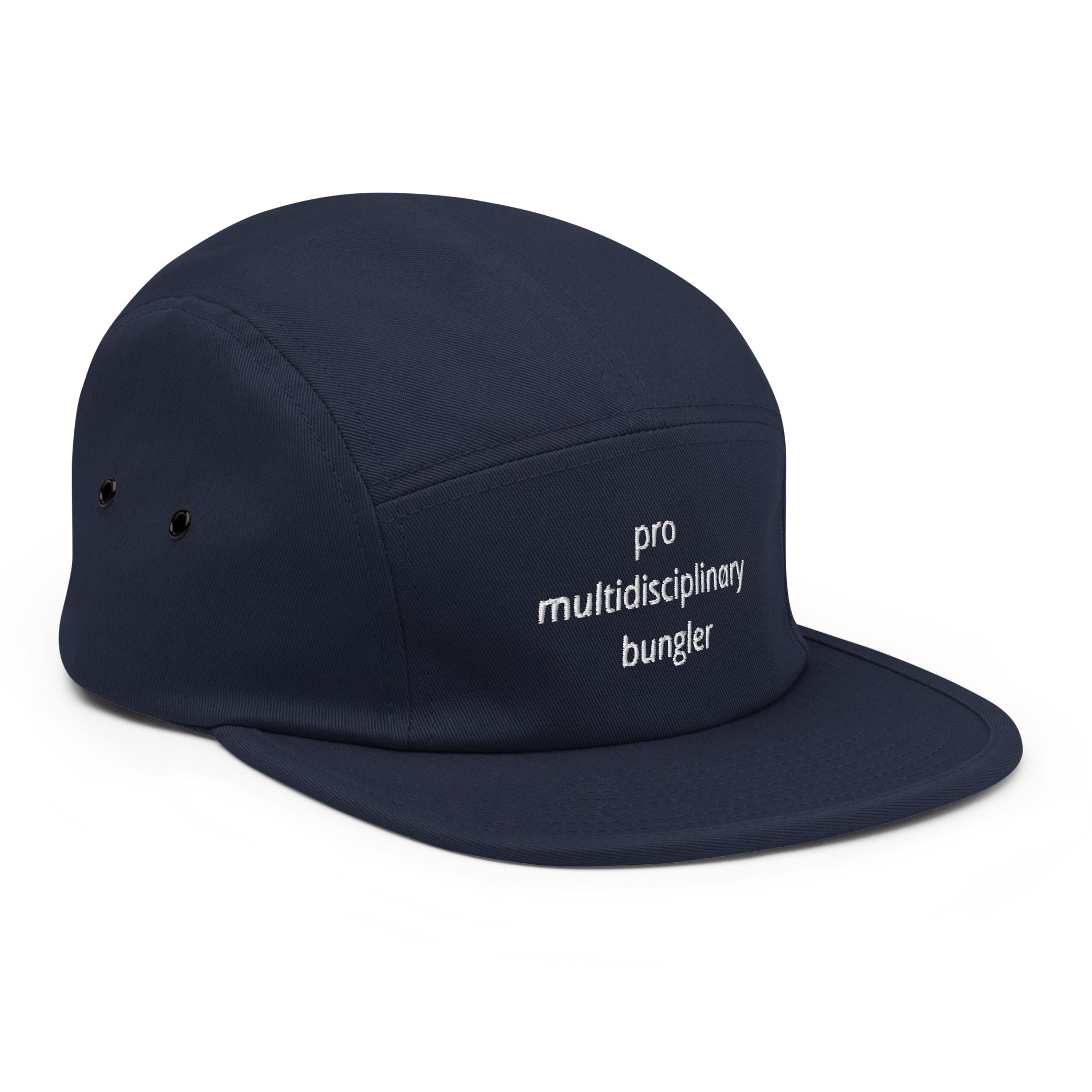 Pro Multidisciplinary Bungler five panel cap by Robin Gnarly — navy, side