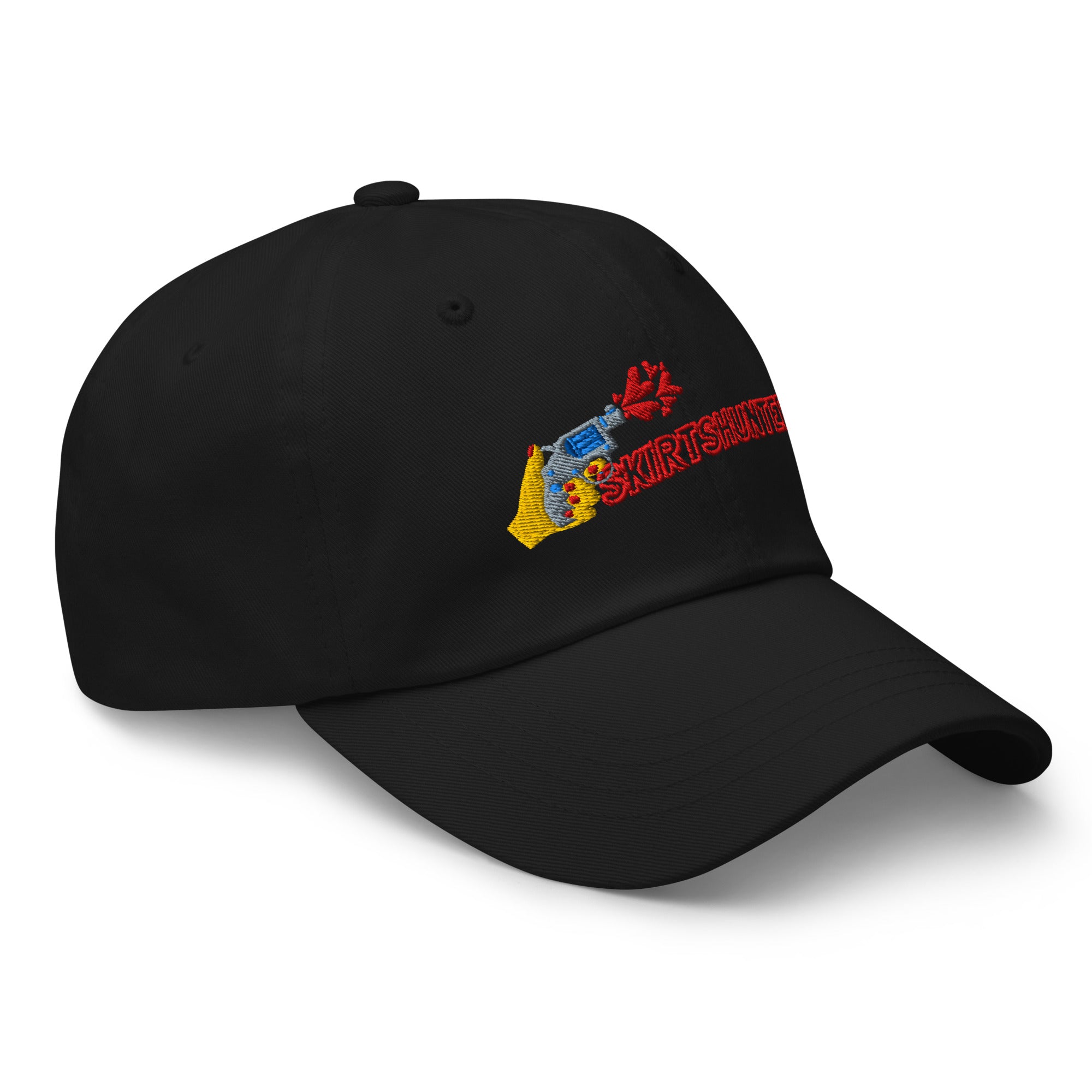 Skirtshunter dad hat by Robin Gnarly — black, right front