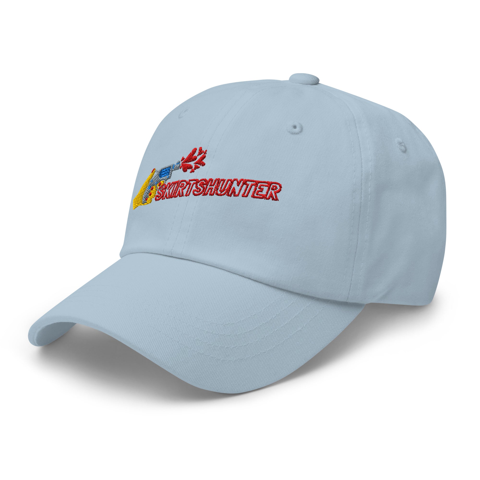Skirtshunter dad hat by Robin Gnarly — light blue, left front