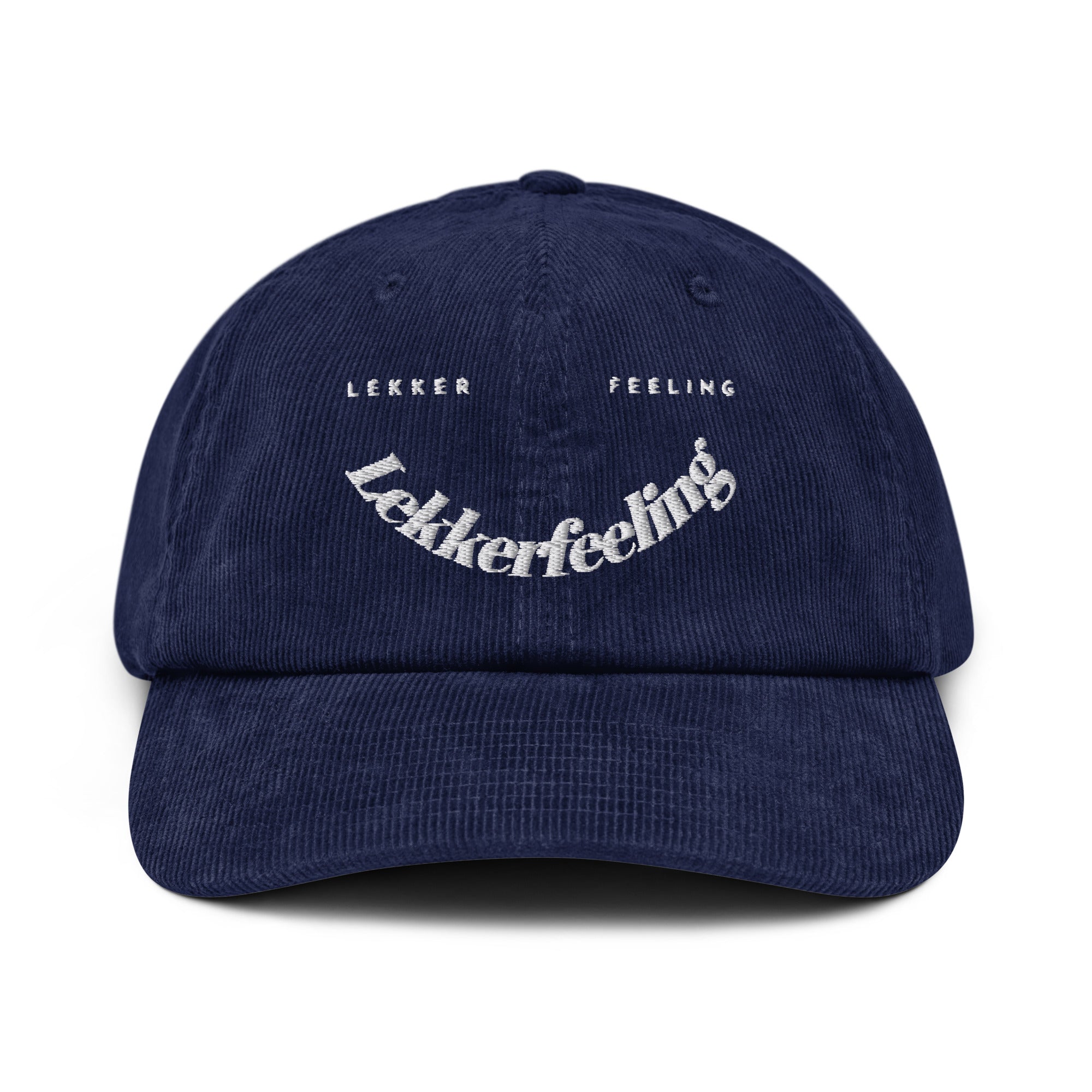 Lekker Feeling corduroy cap by Robin Gnarly — navy, front