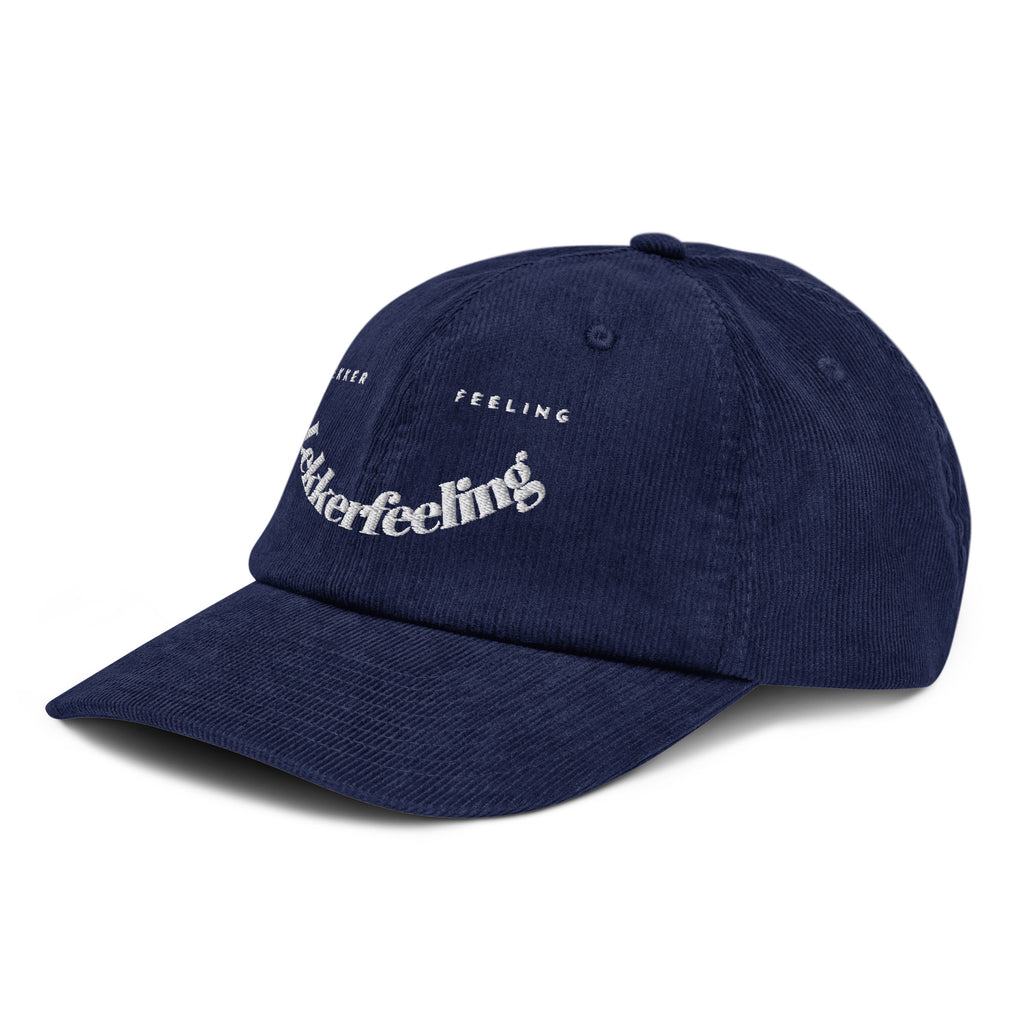 Lekker Feeling corduroy cap by Robin Gnarly — navy, left side