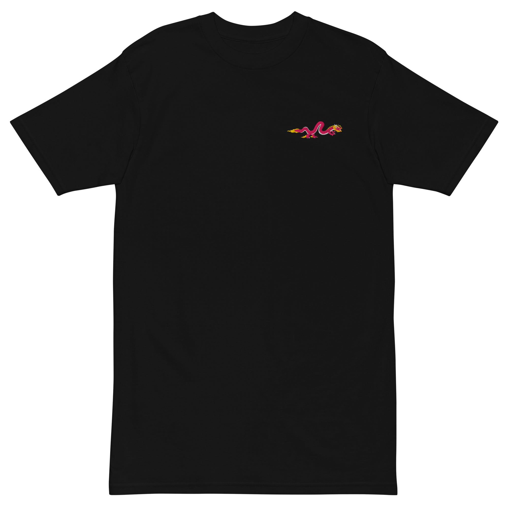 Gnarly Dragon heavyweight tee men's by Robin Gnarly — black, front