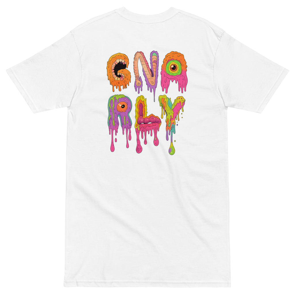 Gnarly Dragon heavyweight tee men's by Robin Gnarly — white, back