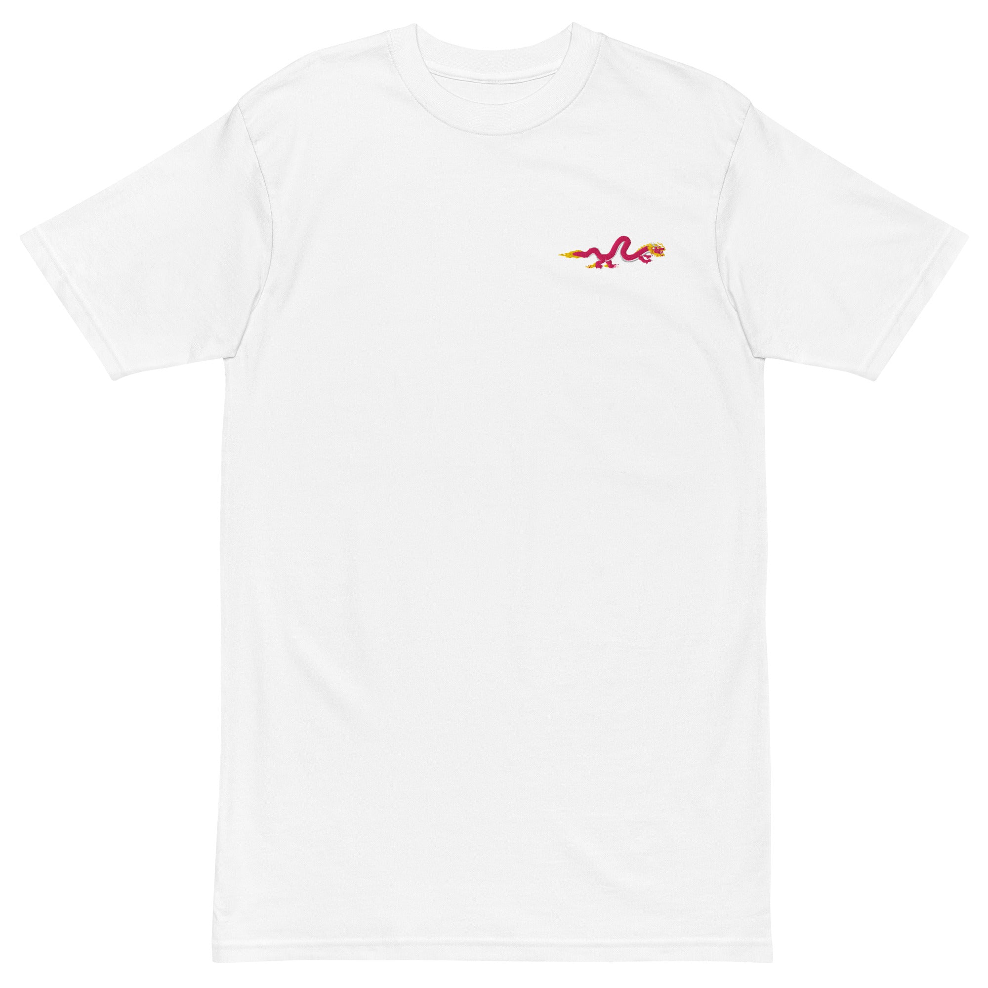 Gnarly Dragon heavyweight tee men's by Robin Gnarly — white, front