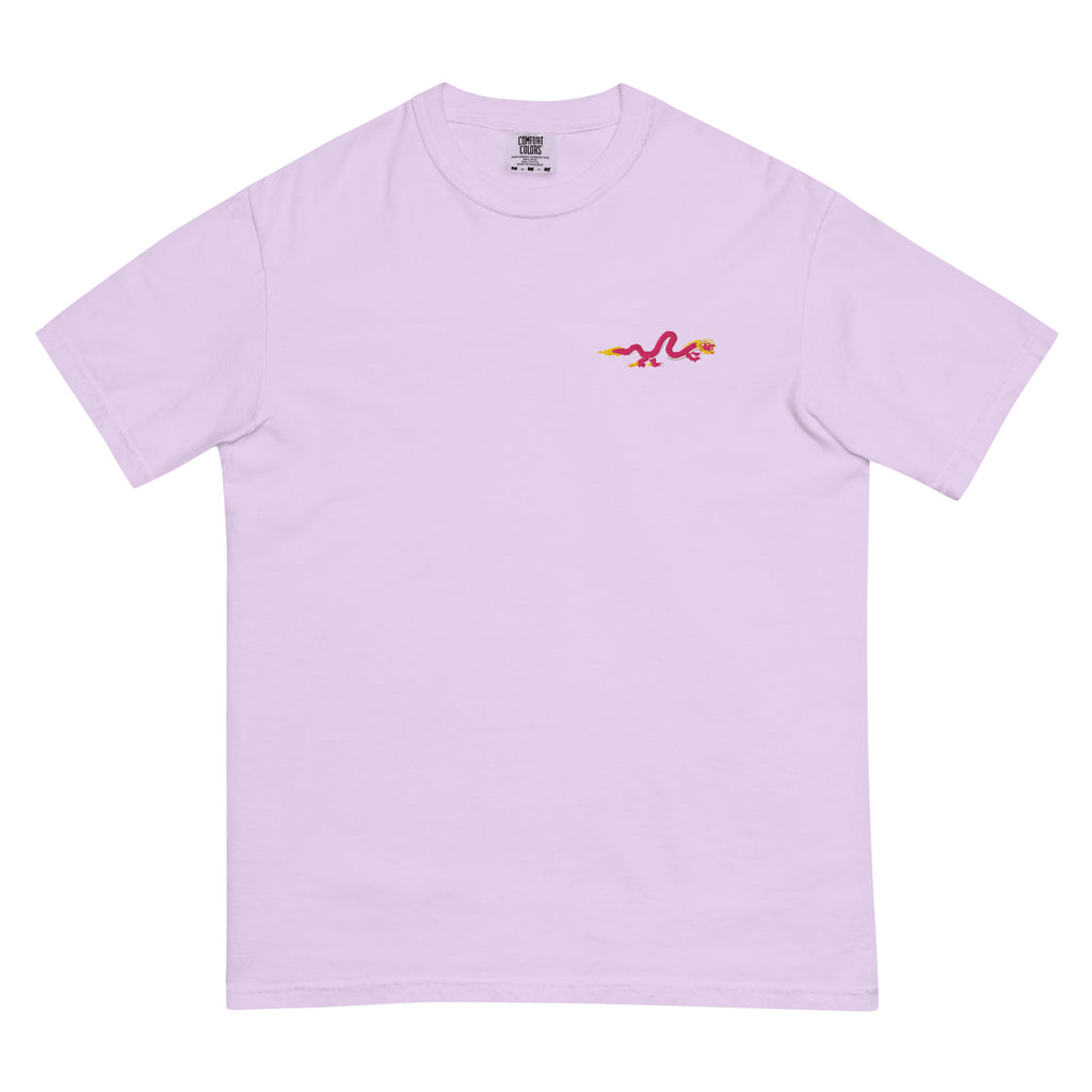 Gnarly Dragon heavyweight tee by Robin Gnarly — orchid, front