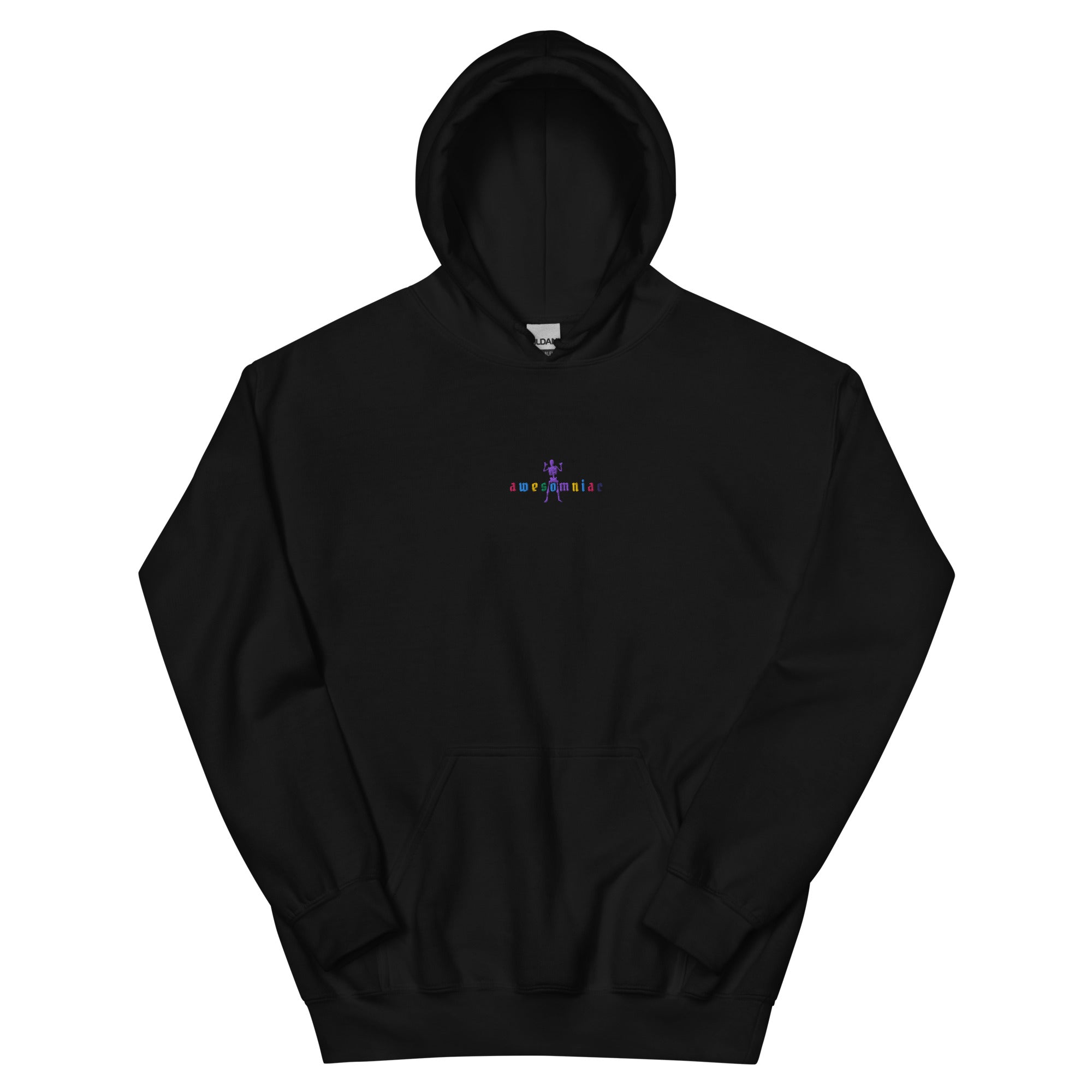 AWESOMNIAC hoodie by Robin Gnarly — black, front