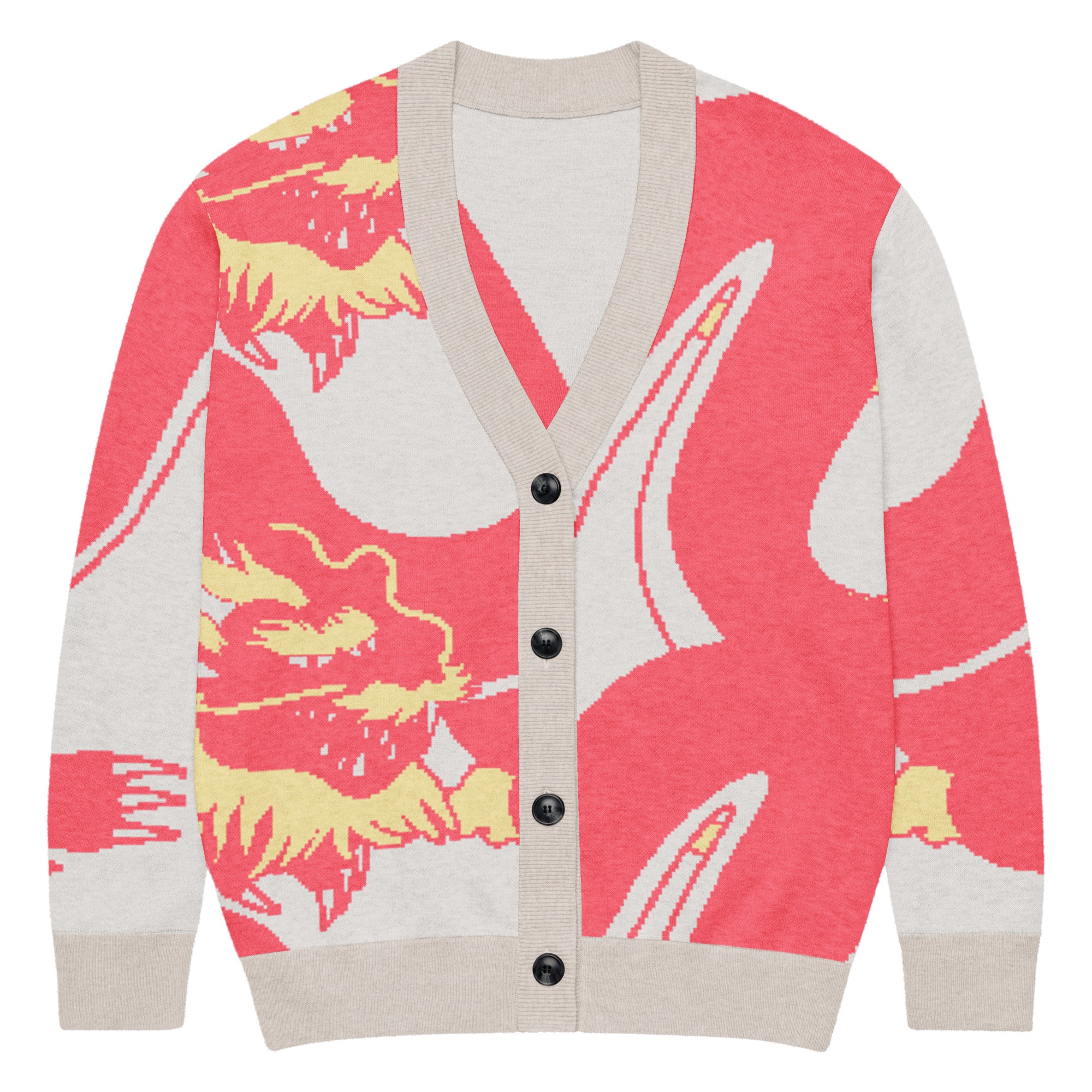 Gnarly Dragon knitted cardigan by Robin Gnarly — front, size L