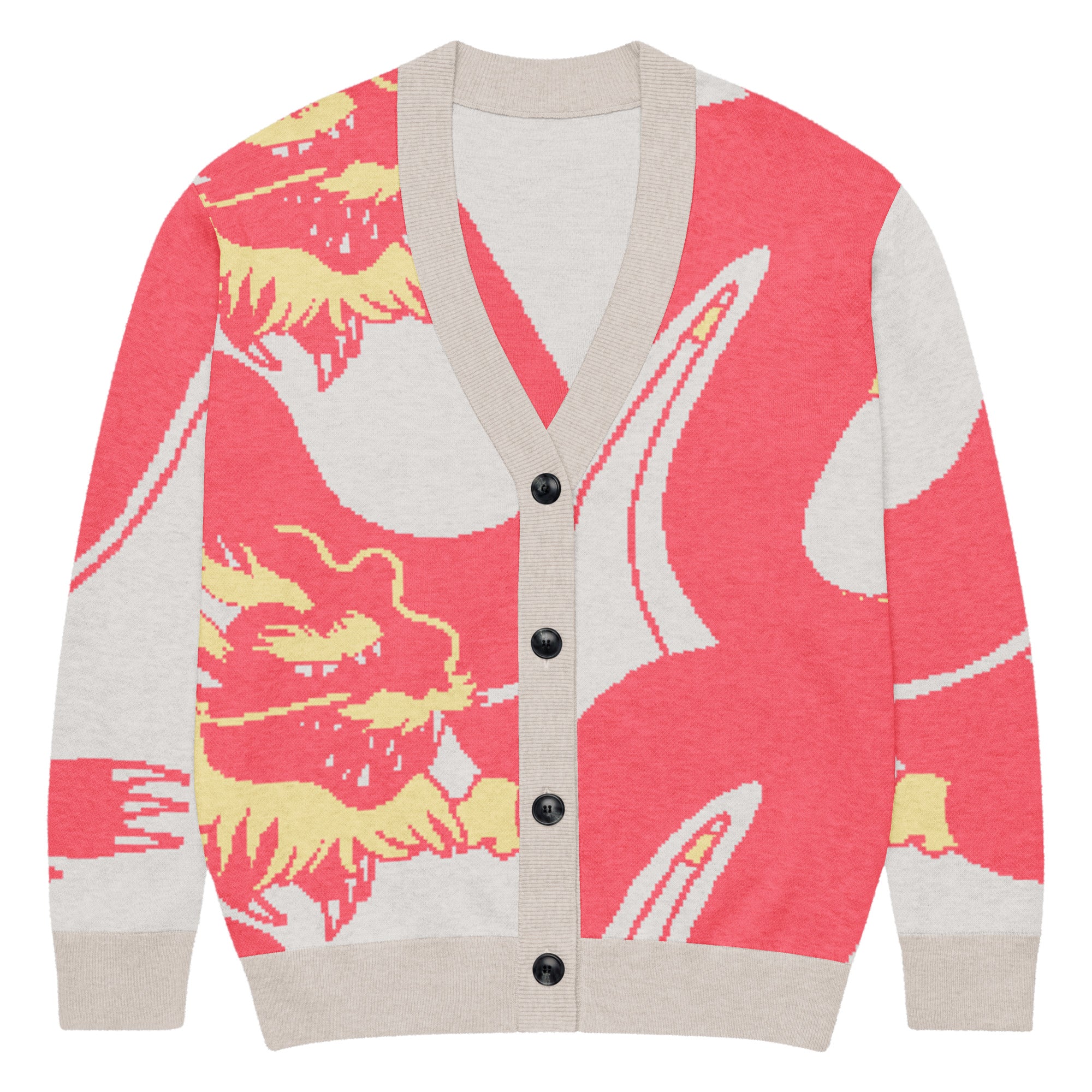 Gnarly Dragon knitted cardigan by Robin Gnarly — front, size M