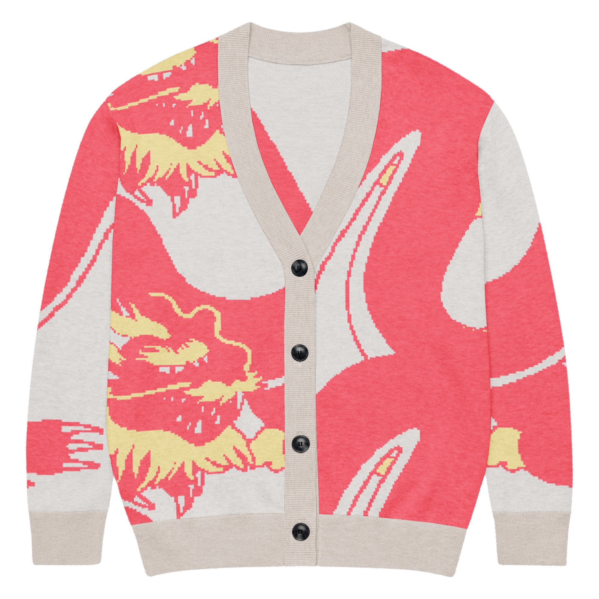 Gnarly Dragon knitted cardigan by Robin Gnarly — front, size XL