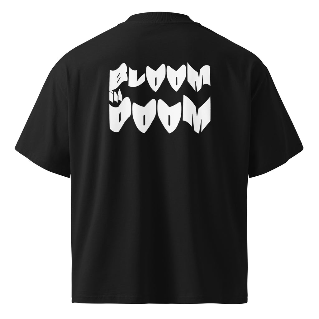 DEJAVOODOO Bloom in Doom oversized high neck tee by Robin Gnarly — black, back