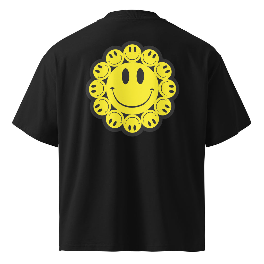Solo Crew high neck tee Bloom Back by Robin Gnarly — black, back with bloom print