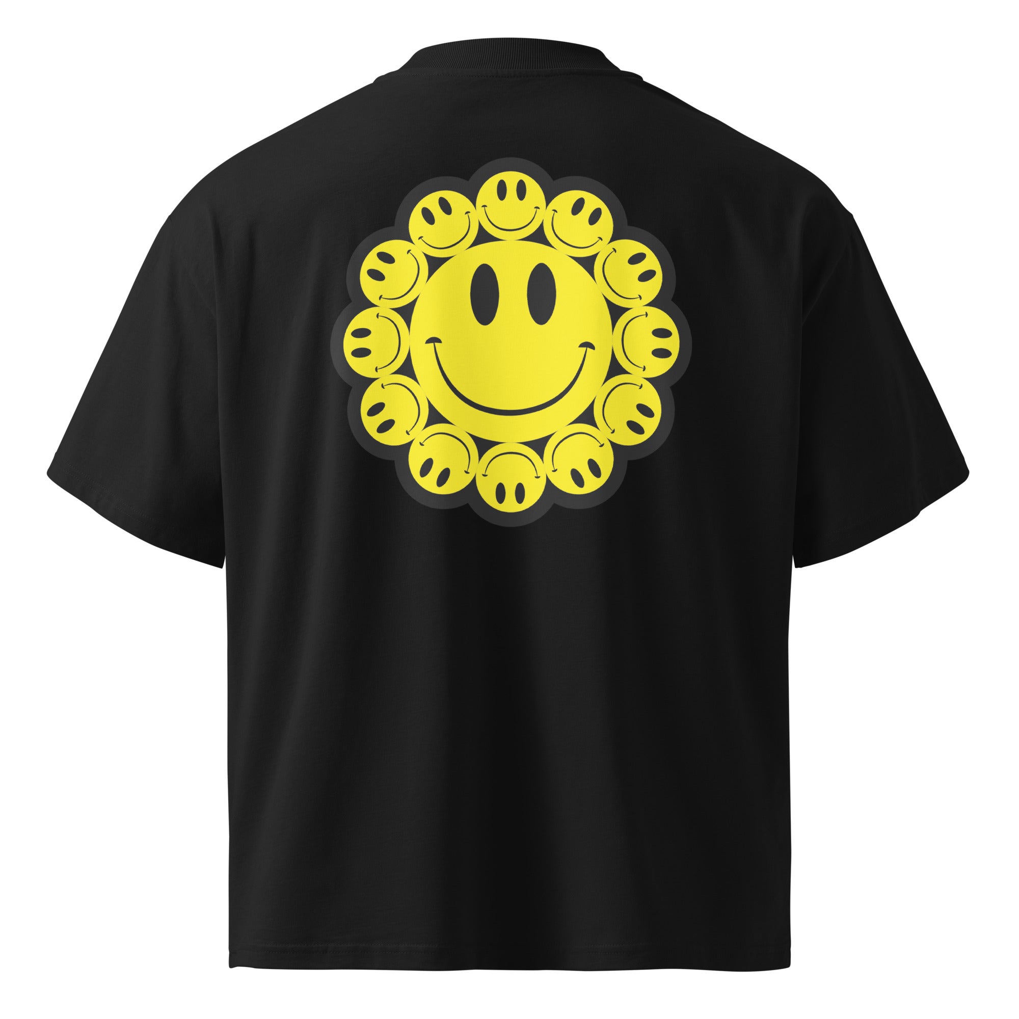 Solo Crew high neck tee Bloom Back by Robin Gnarly — black, back with bloom print