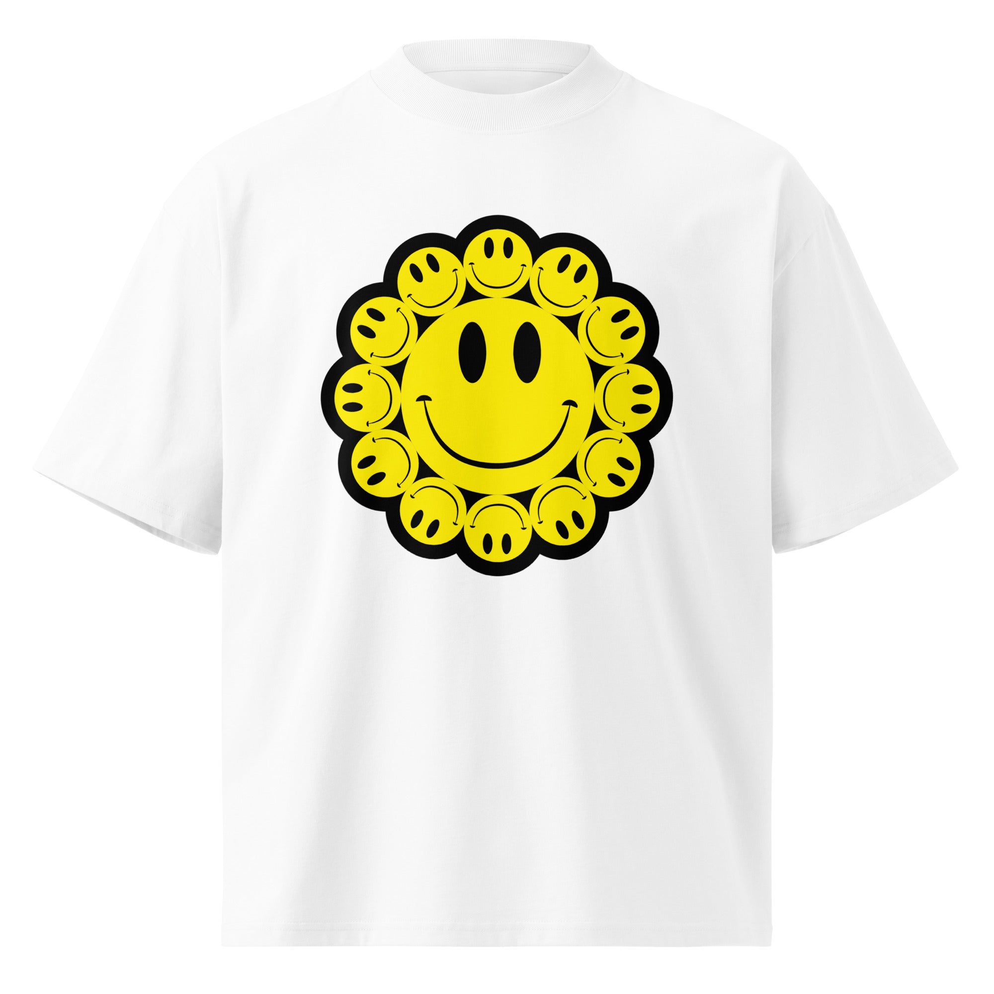 DEJAVOODOO Bloom in Doom oversized high neck tee by Robin Gnarly — white, front