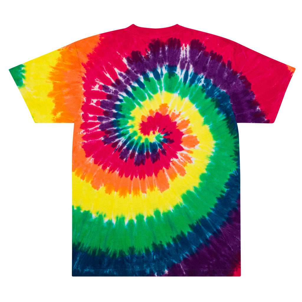 DEJAVOODOO spiral tee oversized by Robin Gnarly — classic rainbow tie-dye, back