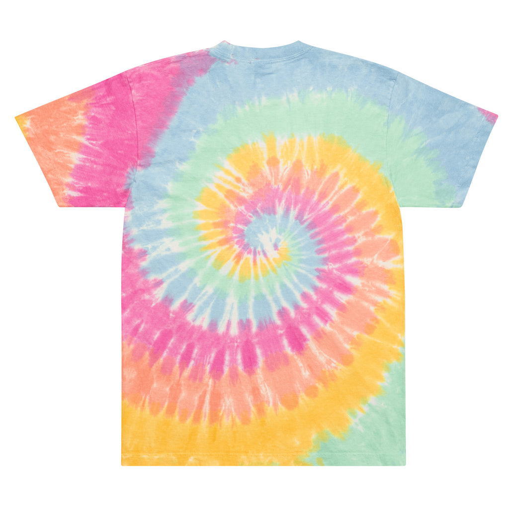 DEJAVOODOO spiral tee oversized by Robin Gnarly — sherbet rainbow tie-dye, back