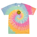 DEJAVOODOO spiral tee oversized by Robin Gnarly — sherbet rainbow tie-dye, front