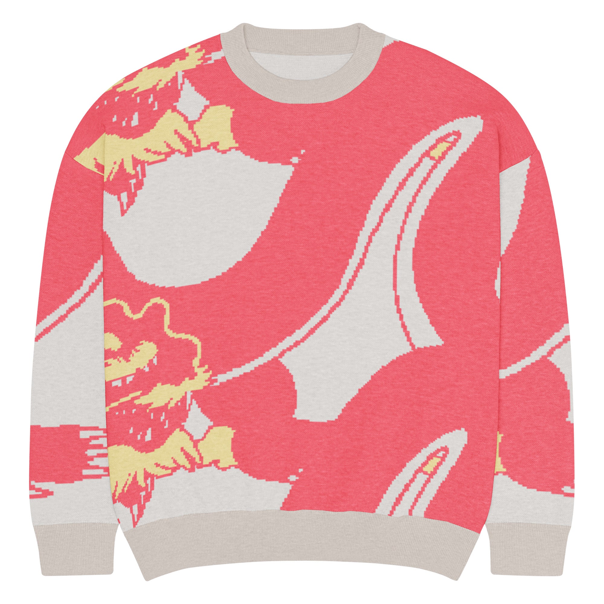 Gnarly Dragon knitted crew neck sweater by Robin Gnarly — front, size L