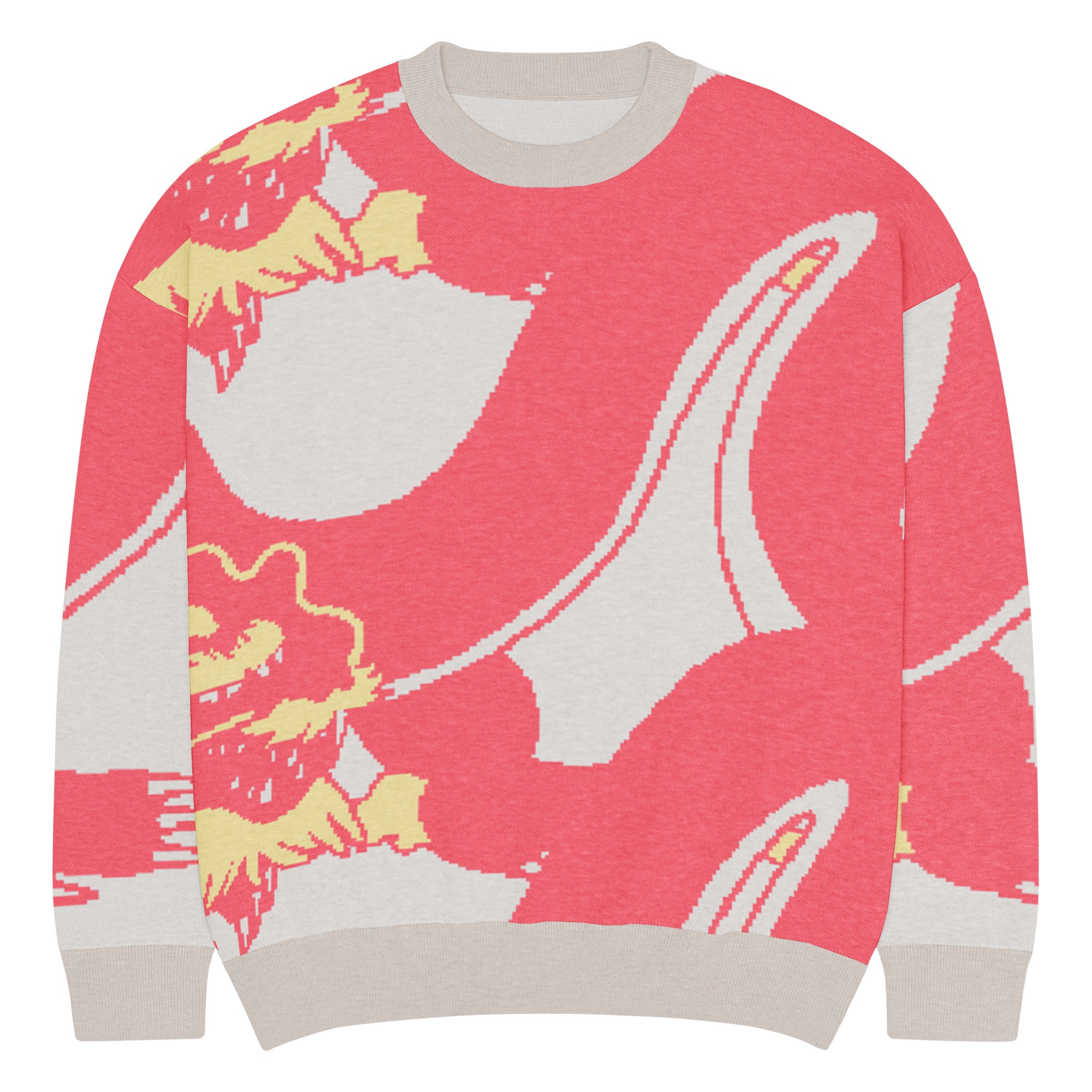 Gnarly Dragon knitted crew neck sweater by Robin Gnarly — front, size M