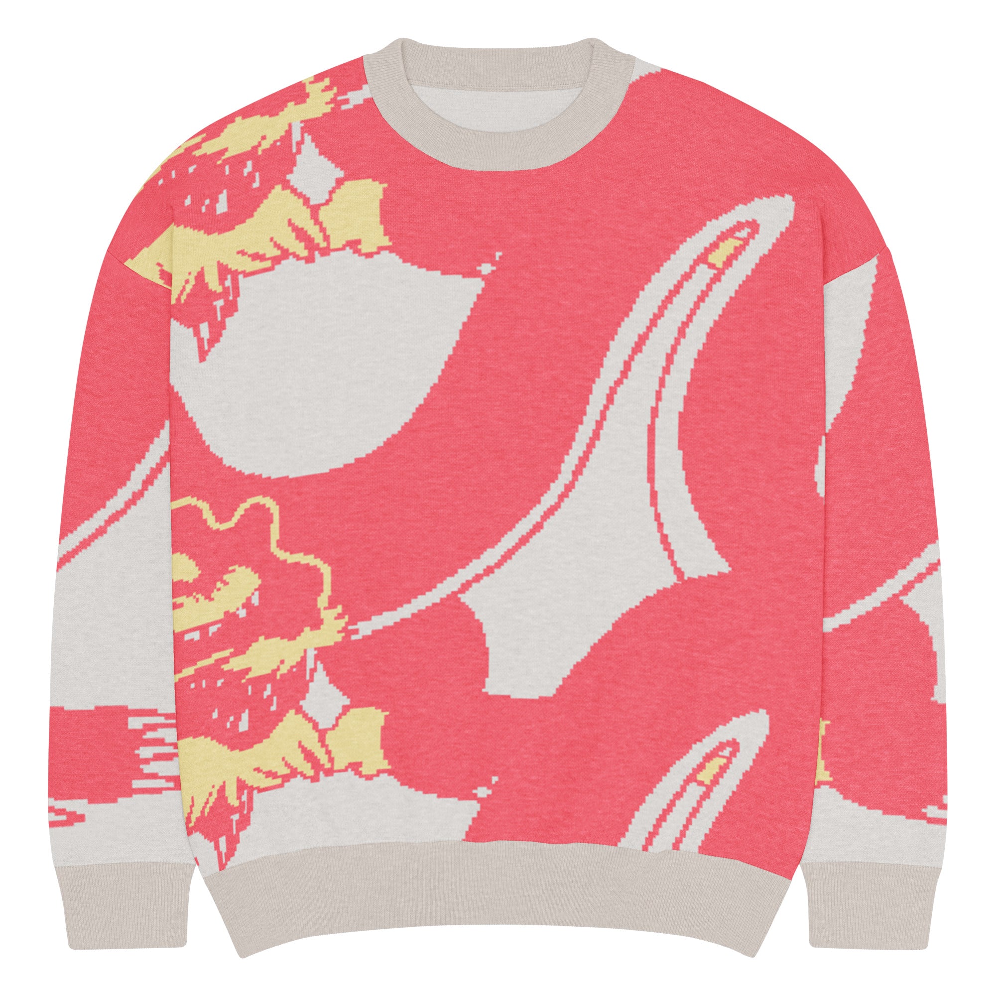 Gnarly Dragon knitted crew neck sweater by Robin Gnarly — front, size XL